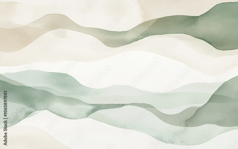 Poster abstract watercolor waves in soft pastel tones creating a calming background for artistic designs or