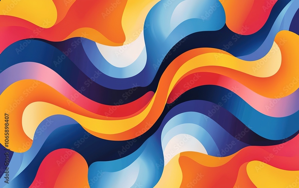 Poster colorful abstract pattern featuring vibrant waves and flowing shapes in bright hues and gradients cr
