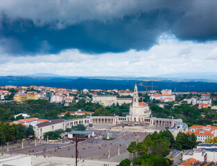 Sanctuary of Our Lady of Fatima and Basilica of Our Lady of the Rosary of Fatima. Aerial drone view of Fatima