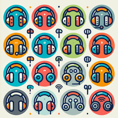 headphone icon set