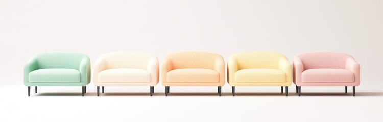 Obraz premium Colorful modern armchairs in a row