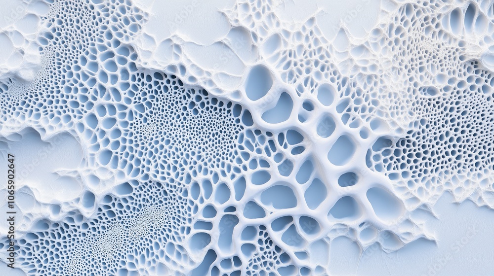 Poster pattern with organic web-like structures in white, representing intricacy, complexity, and modern de