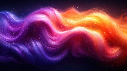 Obraz premium Colorful abstract waves of light swirling in shades of purple, pink, and orange against a dark background