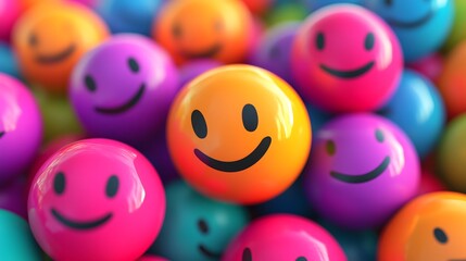 The concept of positivity, colorful smile, joyful smiling smiley, positive emotion, positive in life. AI generation