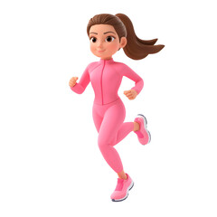 3d running girl exercising 3d fitness icons pink gym icons pack for fitness app avatar