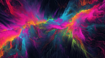 Obraz premium Abstract vibrant colors creating a swirling cosmic effect in a dark background showcasing dynamic flow and energy patterns