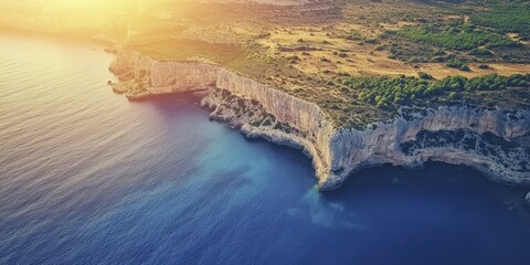 Aerial View of Dramatic Sea Cliffs and the Ocean