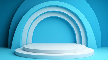 Obraz premium 3D Rendered Minimalistic Podium Stage against blue background