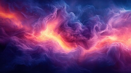 Fototapeta premium Vibrant cosmic clouds illuminated by hues of orange and purple, creating an ethereal backdrop for celestial wonders in deep space