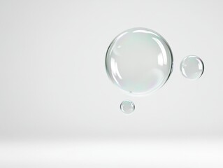Transparent glass bubbles floating in the air