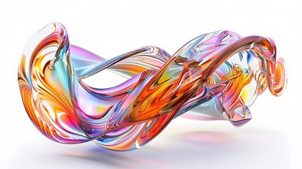 Abstract glass shape, dark background design, 3d render