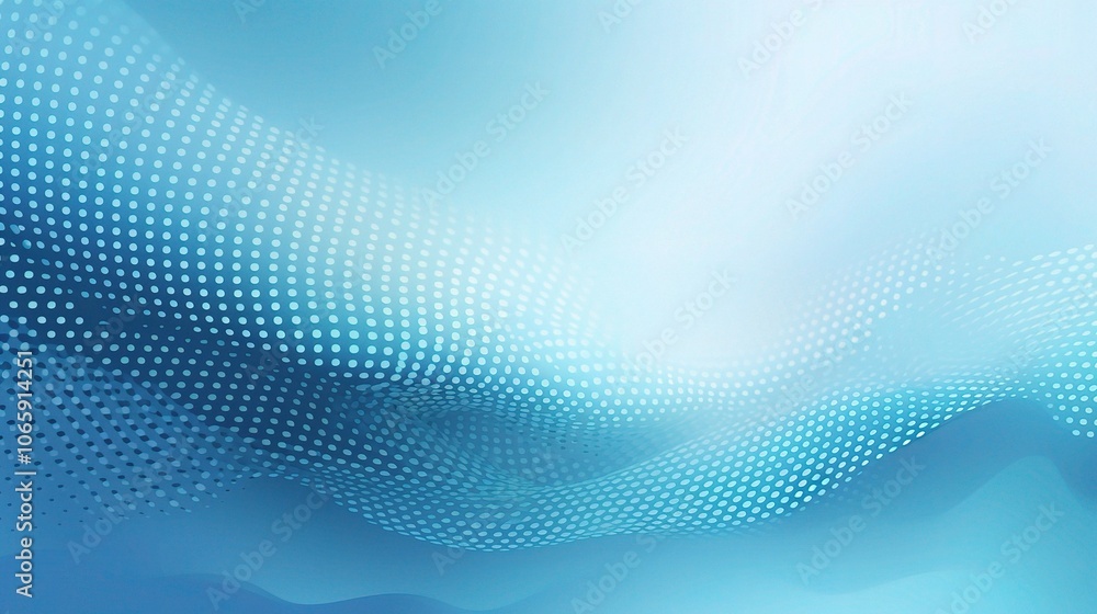 Poster abstract blue wave pattern with dots