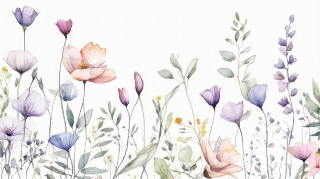 flores silvestres acuarela