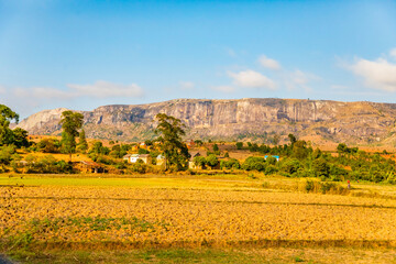 view of hills and mountains along main Madagascar road