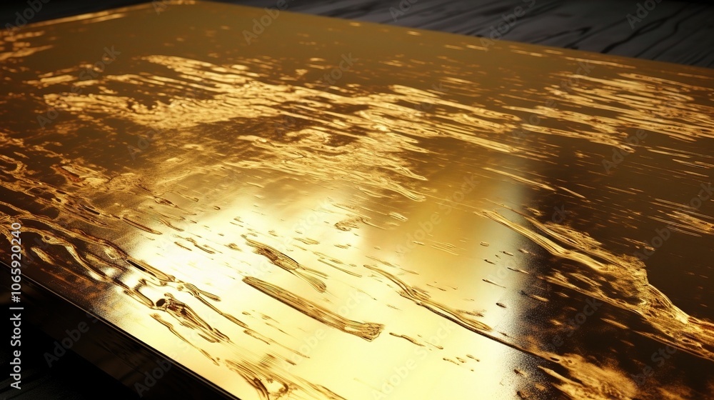 Poster reflective golden surface with abstract patterns