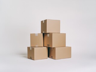 Stacked cardboard boxes on a plain background