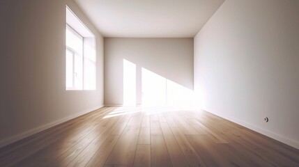 Bright and Minimalist Empty Room with Natural Light