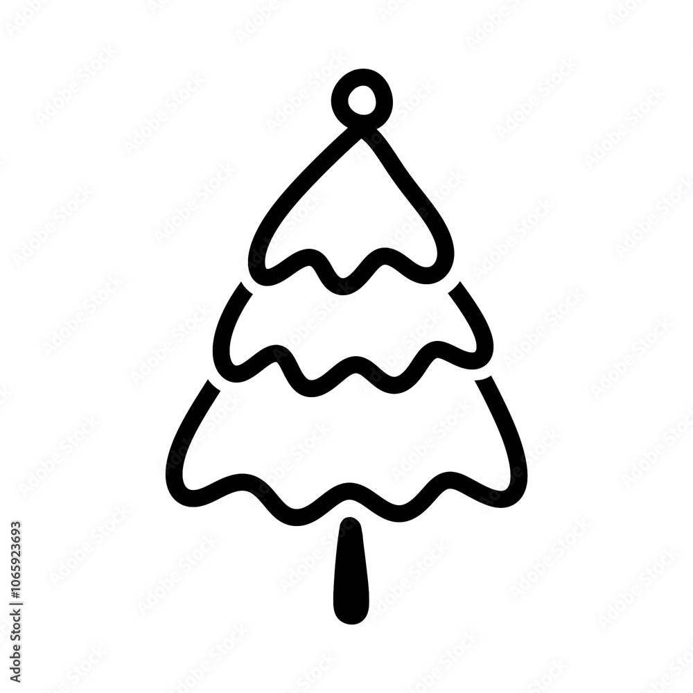 Poster christmas tree doodle icon with simple and modern design for web and graphic elements
