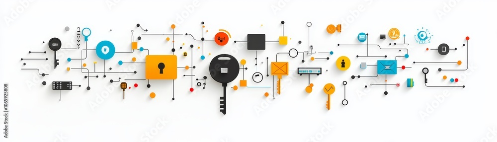 Aufkleber how flat design graphics illustrate the interaction between technology and everyday life in modern c