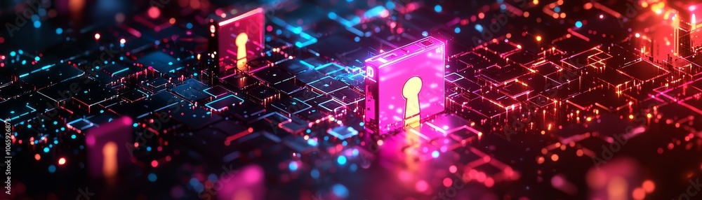 Aufkleber the flat design representation of digital connection and security in modern technology