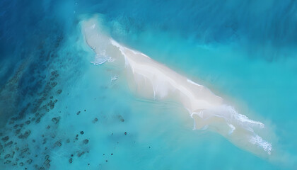 Aerial View of Ocean Sandbar with Clear Blue Waters