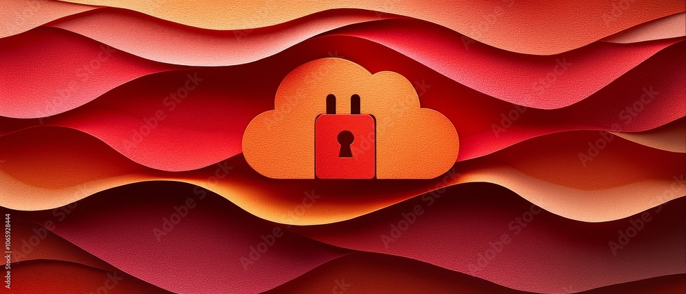 Poster data security with a creative papercut cloud storage solution design that captivates and engages use