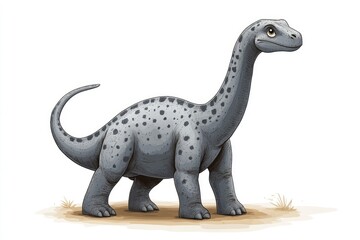 Naklejka premium Grey brontosaurus dinosaur walking on white background