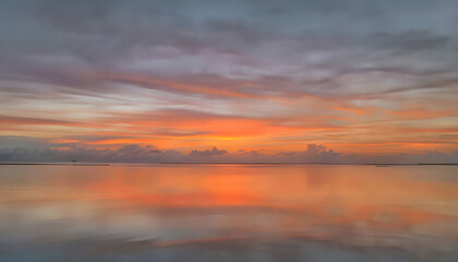 Tranquil Sunset over the Majuro Lagoon with Orange and Purple Skies