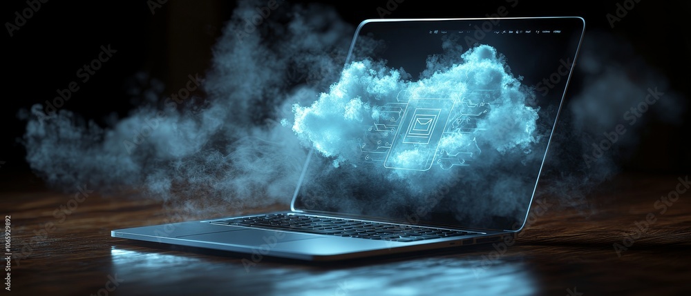 Poster the dynamic interaction between technology and creativity through a realistic art piece featuring an