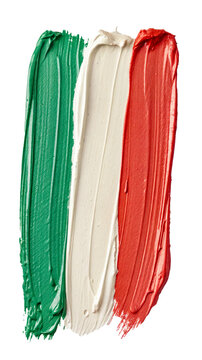 extured brush strokes in green, white, and red, symbolizing the Italian flag. Evokes Italian culture and art.