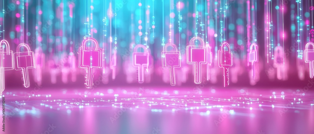 Aufkleber the intriguing intersection of technology and security in a synthwave-inspired digital landscape
