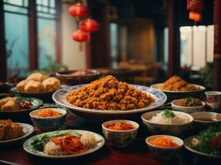 Obraz premium A Feast of Traditional Chinese Cuisine