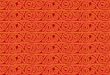 Fototapeta premium elegant red fabric with swirl pattern embroidery