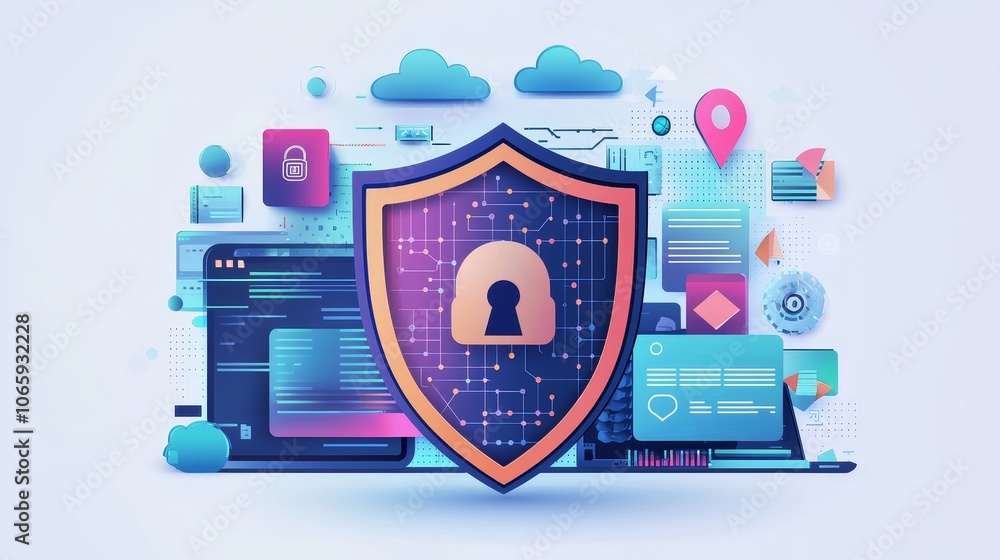 Poster secure your digital future how a data security shield protects your information and enhances cyber s