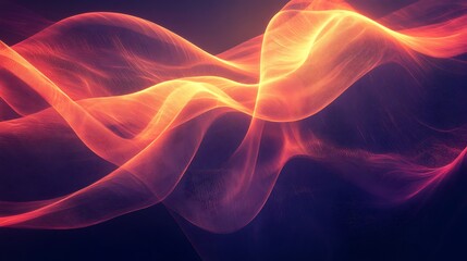 Obraz premium Flowing Metallic glass Waves in Neon Blue and Pink on Dark Background - Abstract Design Concept