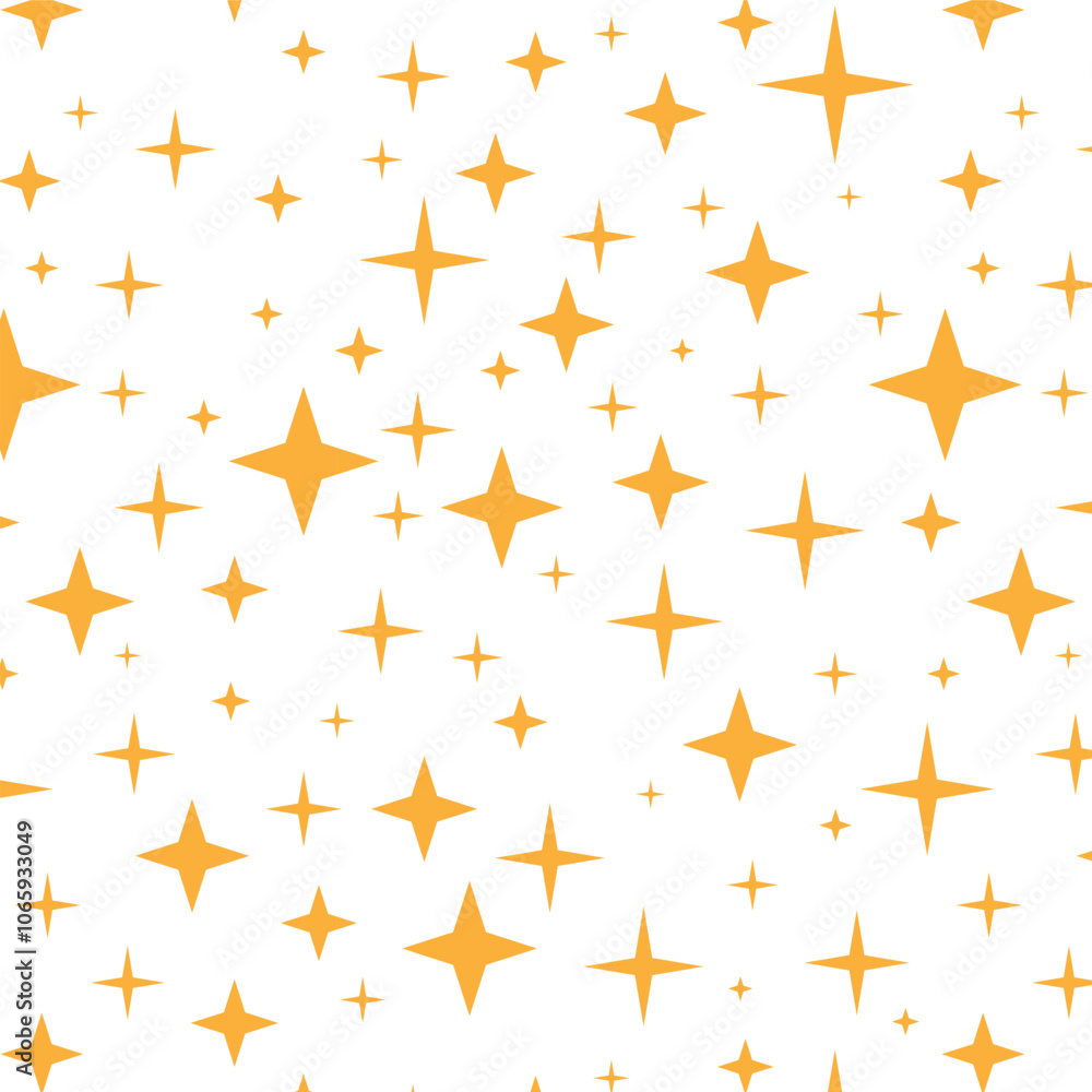 Poster yellow spark shape seamless pattern. random sparkle star background. glitter pattern. twinkle shine 