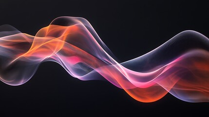 Obraz premium Flowing Metallic glass Waves in Neon Blue and Pink on Dark Background - Abstract Design Concept