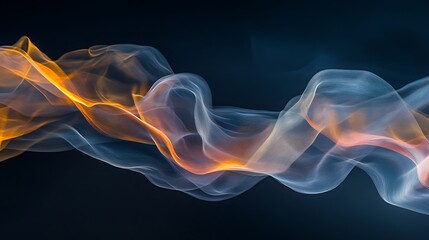 Obraz premium Flowing Metallic glass Waves in Neon Blue and Pink on Dark Background - Abstract Design Concept