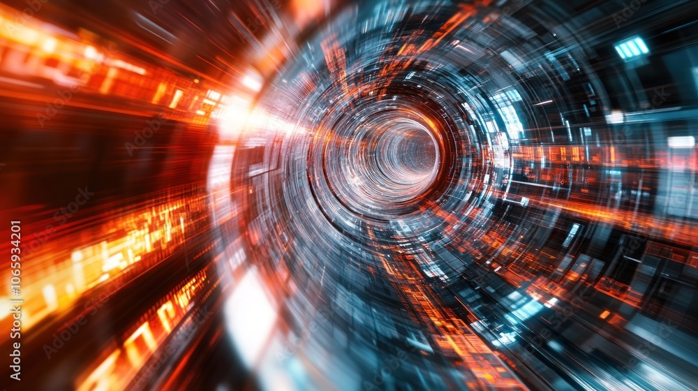 Aufkleber a futuristic tunnel with glowing lines and data streams suggesting speed and technology.