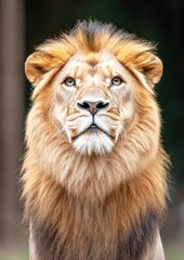 Fototapeta premium Majestic lion with piercing eyes and flowing mane