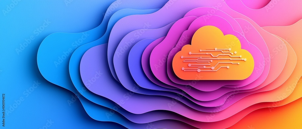 Poster enhancing digital security how an abstract shield protects your cloud data from cyber threats