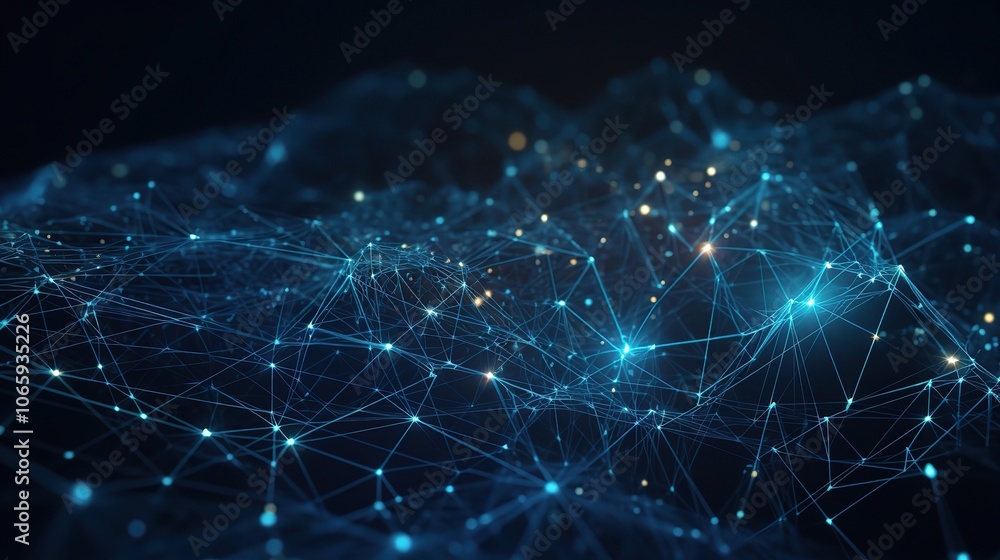 Poster abstract network connection in 3d perspective