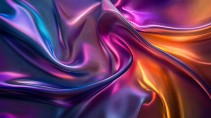 Fototapeta premium Flowing Metallic glass Waves in Neon Blue and Pink on Dark Background - Abstract Design Concept