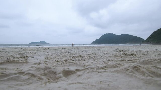 Cloudy morning at Tombo beach. Beach of Guaruja, SP, Brazil.