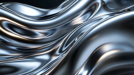 Obraz premium Flowing Metallic glass Waves in Neon Blue and Pink on Dark Background - Abstract Design Concept