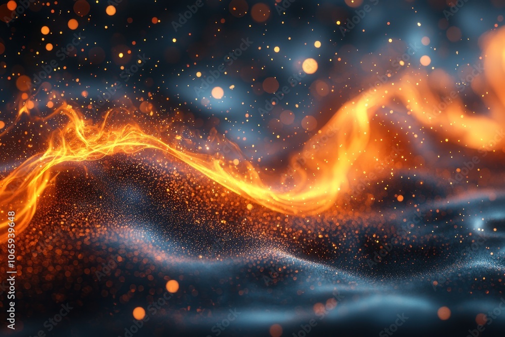 Poster Abstract Flame Pattern with Glowing Particles