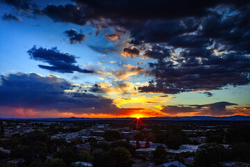 Sunset over Santa Fe New Mexico