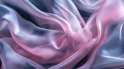 Obraz premium Flowing Metallic glass Waves in Neon Blue and Pink on Dark Background - Abstract Design Concept