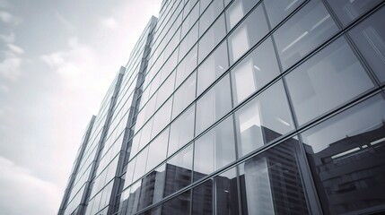 Modern Glass Building with Reflection and Urban Atmosphere