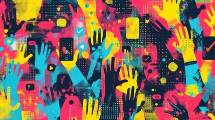 Obraz premium Digital Age, Hands Up